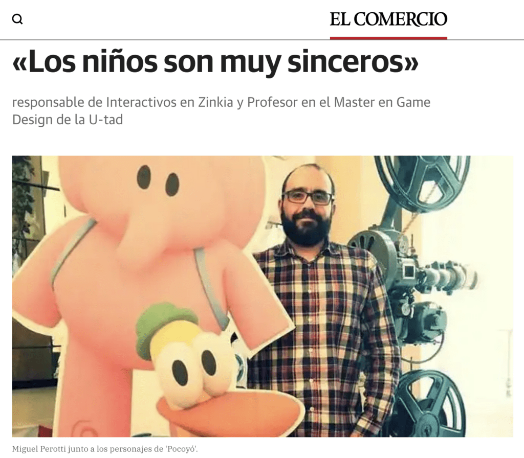 Miguel Perotti. Interview in "El Comercio" about Educational Games.
